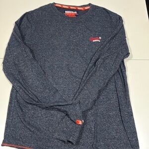 Superdry – the orange label tea co. Men’s dark blue long sleeve tee. Size M